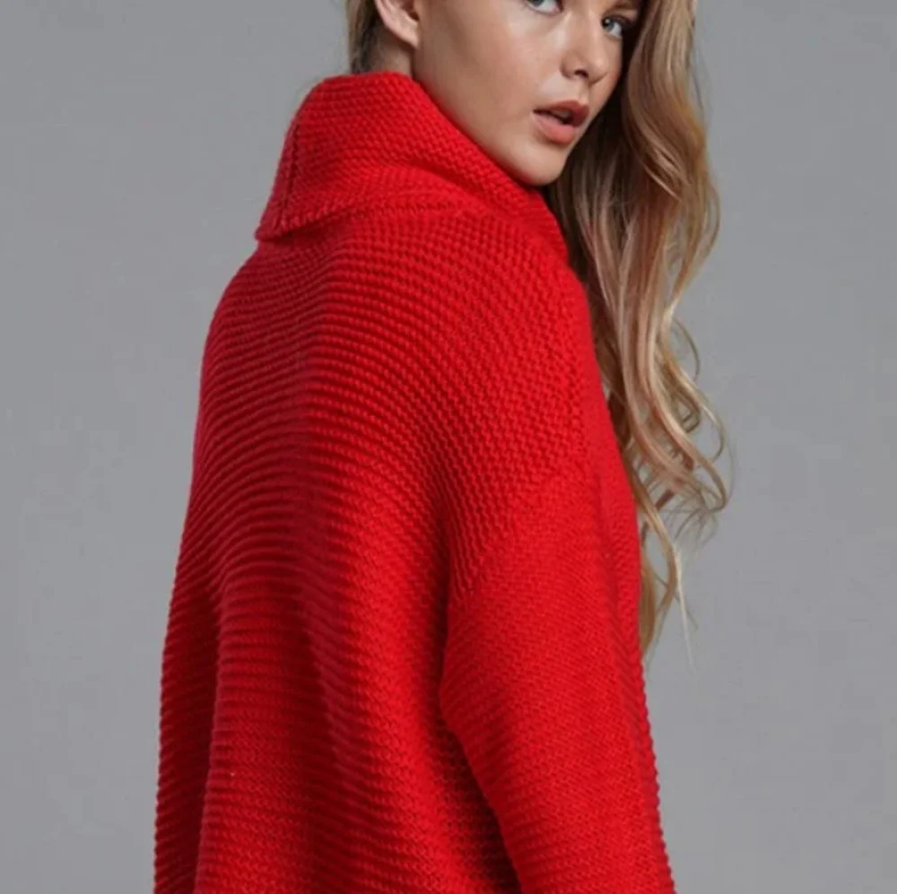 "Host Pick" New Warm Comfy Ribbed Red Winter Fall Turtleneck Sweater - Picture 4 of 8